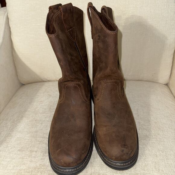 BRAZOS (B9703) Men\'s Crazy Horse II Western Brown Leather Boots Size 9M EUC main image 6